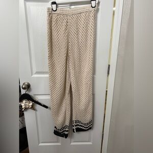 Ultra Pink Pants crochet cotton blend granny square lined long hi-rise Large